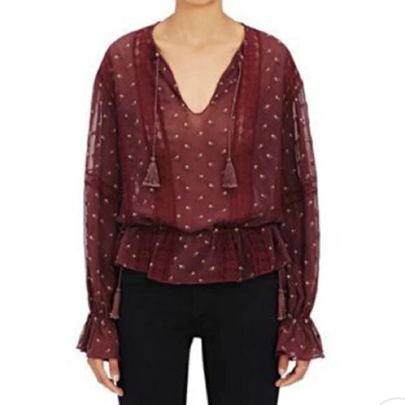 ULLA JOHNSON Elke Embroidered floral Georgette Blouse sz 0 - Picture 1 of 8